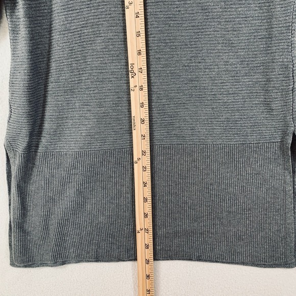 Adrienne Vittadini Women's Pullover Long Sleeve Ribbed Knit Sweater Tunic Gray L - Picture 11 of 12
